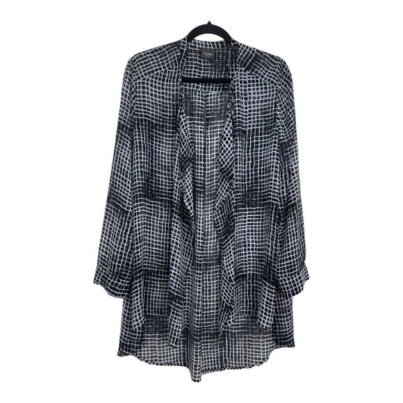 Chico’s Travelers Women SZ 2 Lightweight Cardigan Duster Top Black-NO TAGS SIZE - Picture 2 of 11